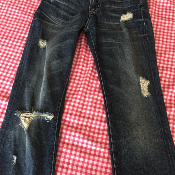 7 For All Mankind Distressed Bootcut Jeans - Picture 7 of 8